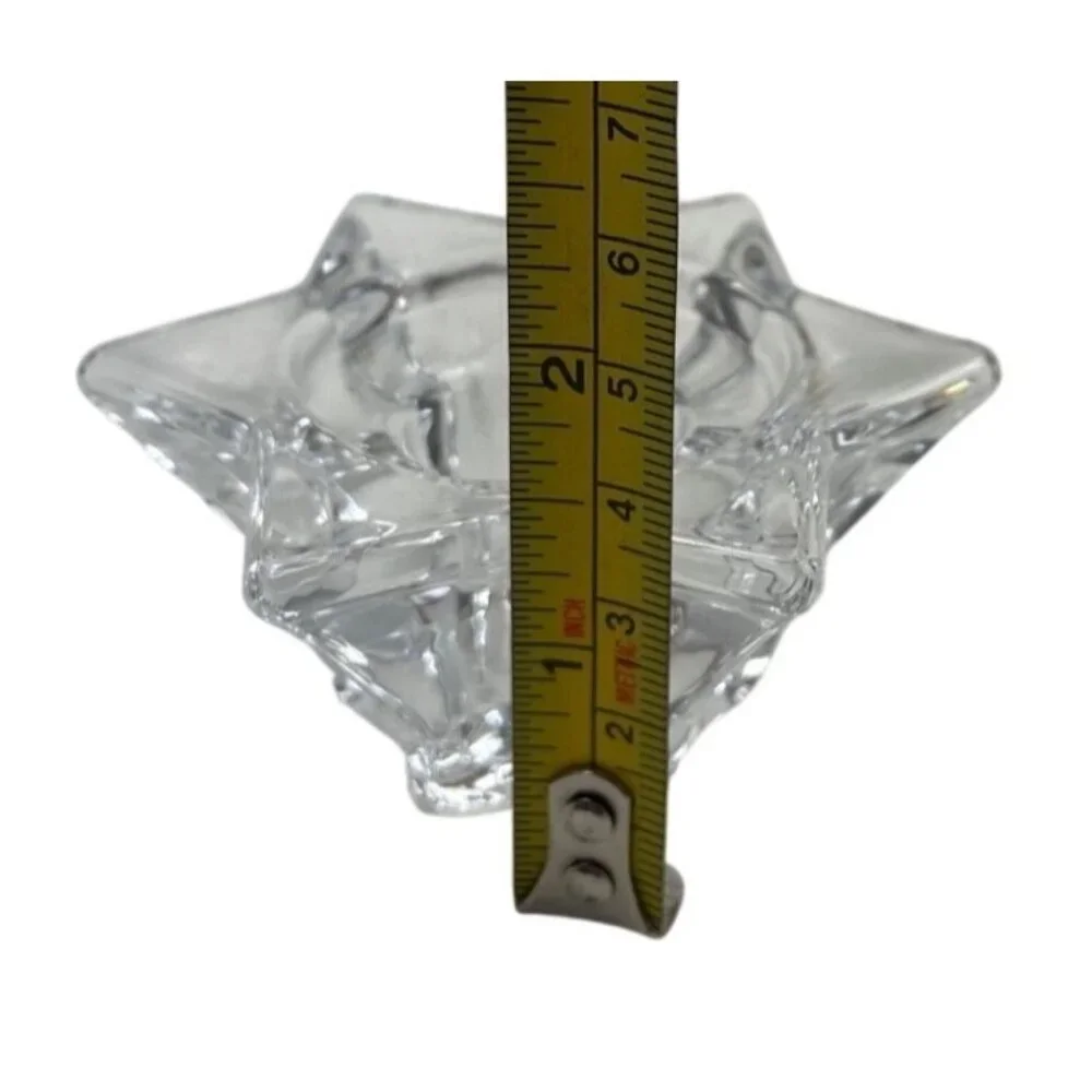 Set Of 4 Star-Shaped Clear Glass Candle Holders Taper & Tealight/Votive Candles